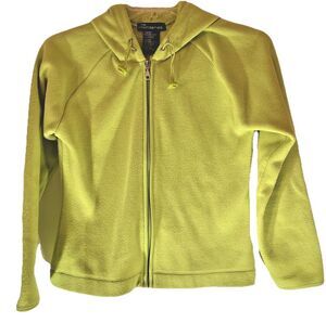 Women's Jacket Lime Green Fleece Size M (7/9) Juniors Pocket Classic Warm Fuzzy
